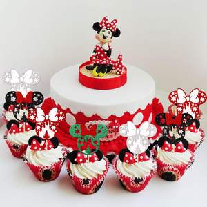 Litière <span class=keywords><strong>Minnie</strong></span> Mouse inspiré Noël Cupcake Toppers Cupcake Picks Décorations pour Joyeux Noël Thème Fête Fournitures - Product Image 4