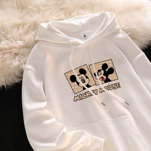 <span class=keywords><strong>Felpa</strong></span> in Pile Stile Americano Retrò con Stampa Cartoon <span class=keywords><strong>Mickey</strong></span>, Colletto con Bottoni, Autunno Inverno, Stile Comodo e Spesso per Donna - Product Image 1
