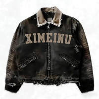 Vestes en jean vintage déchirées pour hommes, style streetwear, personnalisées en usine, en toile ample, zippées, décontractées et lavables