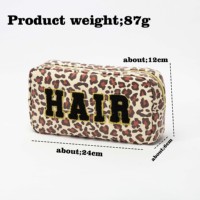 Pochette de maquillage léopard style preppy pour femme, légère, avec fermeture éclair, idéale pour les soins de la peau, portable pour un usage quotidien en voyage