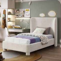 Lit double plateforme en tissu bouclé de style minimaliste italien moderne, meubles d'intérieur pour chambre à coucher