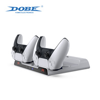 Station de charge et de refroidissement multifonctionnelle DOBE pour PS5/Slim/Pro avec ventilateur de refroidissement, support de charge double pour manettes et éclairage RGB
