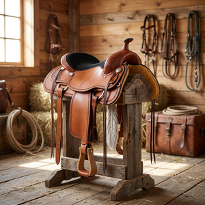 2022 Customized Design Leather Western <b>Saddle</b> 16 Size Horse Back Riding Cowboy Rough Out Ranch Training Work Mega Impex MI_4911 - Product Image 2