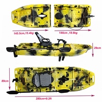 Kayak modulaire de 9,2 pieds pour une personne, kayak à pédales détachable, kayak à moteur interchangeable, kayak à pédales modulaire en HDPE, nouveauté