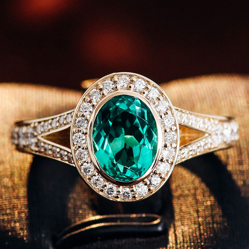 แหวนอัญมณีสังเคราะห์จากห้องปฏิบัติการ ทองคำ 14K สีเหลือง