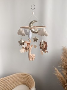 Neutro genere boho custom nursery decor hanging wool felt <span class=keywords><strong>safari</strong></span> animals handmade baby culla cellulari - Product Image 5