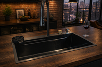 304 SS multifonction noir sous-montage moderne cascade éviers de cuisine intelligents en acier inoxydable moderne évier de cuisine extractible