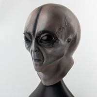 Masques en latex d'horreur pour cosplay, casque, Halloween, mascarade, accessoires de déguisement, masque de crâne OVNI extraterrestre