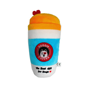 Custom Logo Eco-Friendly Polyester Plush Pet Toy OEM ODM Coffee <b>Cup</b> Boba Milk <b>Tea</b> Design Dog Squeaky Toy for <b>Small</b>/Medium/Large - Product Image 1