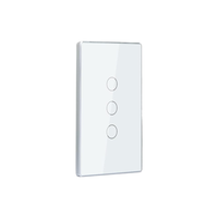 Interrupteur d'éclairage intelligent 3 gangs 3 voies fil neutre cadre en aluminium panneau de verre 2.5D pas de hub 2.4GHz WiFi APP contrôle/Alexa