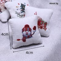 Coussins de canapé pour maison de poupée, design bonhomme de neige et sapin de Noël, mini coussin décoratif pour accessoires de maison de poupée 1:12