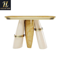 Table basse ronde de luxe italienne légère pour le salon de la villa Table console fantaisie en marbre Mobilier haut de gamme sur mesure