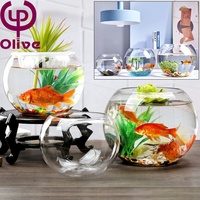 Décoration de table pour mariage, bureau, maison, vase à fleurs en verre, aquarium, aquarium, forme ronde et claire, petit bol à poissons