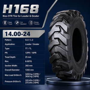 Pneu de niveleuse HONGHUA 14.00-24 à bande de roulement diagonale, motif H168, neuf, de remplacement pour niveleuse à moteur, construction routière, pneu tout-terrain (OTR) - Product Image 2
