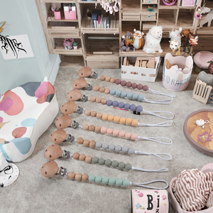 El <span class=keywords><strong>Mejor</strong></span> Regalo para Recién Nacidos, Mordedores de Silicona 100% Suave, Libres de BPA, con Cuentas de Madera Natural, Juguetes para la Dentición del Bebé - Product Image 3