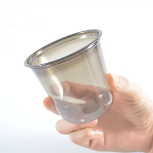 工場カスタムロゴ1216オンスUフォームブラックペットコーヒーカップコールドドリンクバブルボバティー使い捨てU字型プラスチックカップ蓋付き