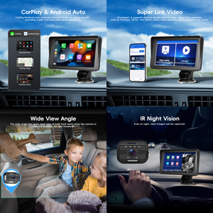 Podofo <span class=keywords><strong>7</strong></span>-inch Xe bé màn hình di động không dây Carplay <span class=keywords><strong>Android</strong></span> tự động với IR Night Vision Camera cho xe ô tô xe tải van bán buôn - Product Image 2