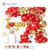 Kit de guirlande de ballons Saint-Valentin, ballons en latex rouge, rose et blanc, ballons en aluminium LOVE, I Love You, cœur, lèvres, pour mariage et anniversaire