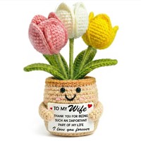Fleur au crochet en pot, poupée, lys, tulipe, œillet, décoration florale de bureau, jouet tricoté, ornement, cadeau, artisanat