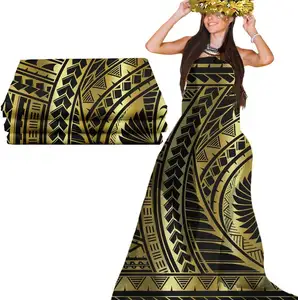 I vestiti del Sarong del tessuto polinesiano del tessuto dell'oro utilizzano la stampa digitale del modello personalizzato 100% lamina d'oro del tessuto del poliestere