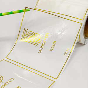 Premium <b>Transparent</b> Gold Foil Roll <b>Labels</b> Custom Clear Hot Stamping Stickers for Luxury Product Packaging - Product Image 3