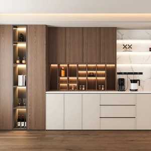 Meuble de <span class=keywords><strong>cuisine</strong></span> modulaire en bois massif brun, base d'évier, design ouvert personnalisé, armoire latérale pour salle à manger, design de <span class=keywords><strong>cuisine</strong></span> moderne - Product Image 2