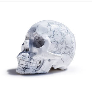 Pietra preziosa naturale all'ingrosso Reiki decorazione di Halloween lucidata intagliata a mano Howlite Crystal Hollow Skulls Healing Stones - Product Image 3