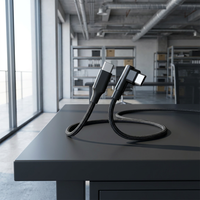 Câble USB-C mâle 60W 1m à angle droit/gauche en alliage d'aluminium, charge rapide 5A, avec gaine en nylon tressé – Nouveauté !