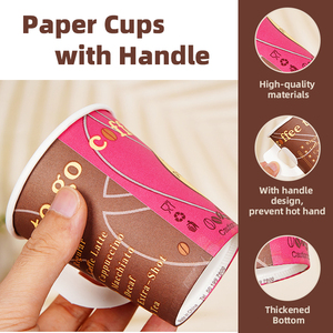 Vaso de papel desechable para café de 7-8 oz, de cartón de pared simple, con asa antiescaldaduras - Product Image 6