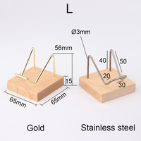 Présentoir Moderne en Métal et Bois avec Base en Cristal 6.5x6.5, Support Pliable pour Minéraux et Pierres Précieuses en Verre