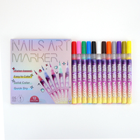 GP 12 couleurs, imperméable, longue durée, couleurs vibrantes, non toxique, stylo marqueur pour peinture sur ongles, pointe plate de 6 mm, sans dessin préalable