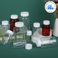 Bouteille en plastique transparente PET avec bouchon à vis à large ouverture de 20 ml/50 ml/100 ml/200 ml/300 ml/500 ml, bouteille pour solution aqueuse, bouteille pour médicaments