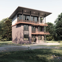 Villa Quacent à 3 étages, grande villa au design moderne, maison miniature pour complexe hôtelier polyvalent, maison préfabriquée, installation rapide