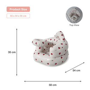 Siège de sol gonflable moderne pour <span class=keywords><strong>bébé</strong></span> avec pompe à air intégrée, motif fraise, support rond pour apprendre à s'asseoir, alimentation en extérieur - Product Image 3