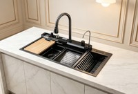 Évier de cuisine en acier inoxydable 304 fait main, double, noir nano, à encastrer, avec accessoires, pour cuisine moderne, garantie 5 ans