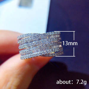 Anelli da donna F1753 Eternity Band con zirconi cubici e pavé di baguette, anelli di moda per matrimonio - Product Image 5