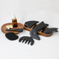 Outil de massage facial et corporel Gua Sha en pierre Bian, peigne de massage facial, grattoir corporel pour le visage, les yeux et la tête, relaxation