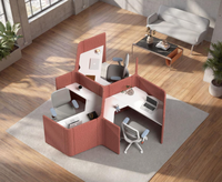 Poste de travail acoustique modulaire pour 3 personnes, cloison insonorisante en tissu, cabine de concentration, bureau en open space