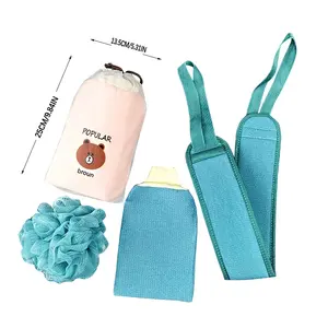 Set da bagno completo di 3 pezzi ogni guanto da bagno esfoliante guanto spugna da bagno spugne e Scrubber per Spa