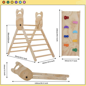 Foldable <strong>Rainbow</strong> Kid Baby Climbing <strong>Toys</strong> Indoor Gym <strong>Wooden</strong> Montessori Climbing Set Adjustable Height Triangle for Toddlers - Product Image 5