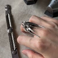 Robuster Retro-Subkultur-Punk-Ring mit geometrischer Form, offener Zeigefingerring, personalisierter Dark-Lord-Ring im dunklen Stil, trendiger Unisex-Legierungsring