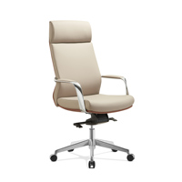 Fauteuil de bureau ergonomique commercial de gros, fauteuil de direction à dossier haut, fauteuil pivotant de PDG avec accoudoirs fixes en fibre de carbone, en cuir