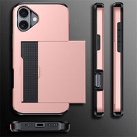 Yeni tasarım slayt kart ekleme itme kartı cüzdan telefon kılıfı iPhone 16 15 14 13 12 11 Pro Max darbeye koruyucu kılıf Made PC