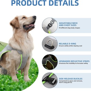Gilet rafraîchissant pour chien en gros 2-en-1 avec gel froid activé par l'eau, prévient les coups de chaleur, harnais en maille réglable pour la marche en extérieur - Product Image 5