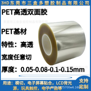 Ruban adhésif double face haute transparence pour animaux de compagnie, épaisseur 0,05-0,15 mm, pour applications de découpe électronique - Product Image 2