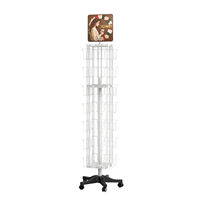 Support de support de sol amovible 4 côtés 56 poches en fil d'acier écologique au détail cadeau/poste/carte de voeux affichage