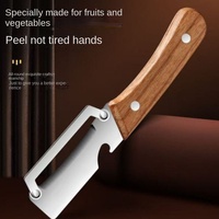 Éplucheur multifonctionnel en acier inoxydable, outil de cuisine pour fruits, melon, éplucheur à manche en bois, couteau à canne, durable, passe au lave-vaisselle