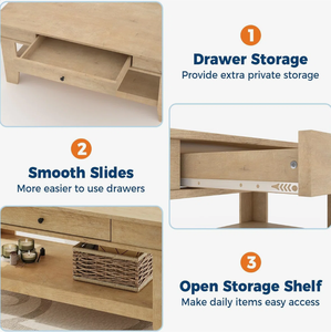 Mesa de centro con cajón y estante de almacenamiento, mesa central rectangular de 47,2 pulgadas con acabado de <span class=keywords><strong>grano</strong></span> de madera, muebles modernos para sala de estar - Product Image 4