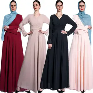 Popuiar New Fashionle Muslim Women Chiffon Maxi Dress Dubai Abaya Evening Party Gown