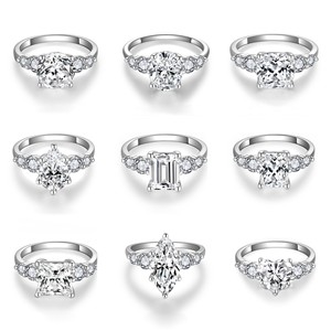 Juego de anillos de moissanita VVS de 3 quilates, Plata de Ley 925, joyería de moissanita elegante y lujosa, anillo de moissanita Marquesa - Product Image 1